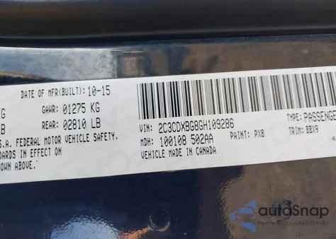 2016 Dodge Charger Se from USA, damaged, VIN 2C3CDXBG8GH109286